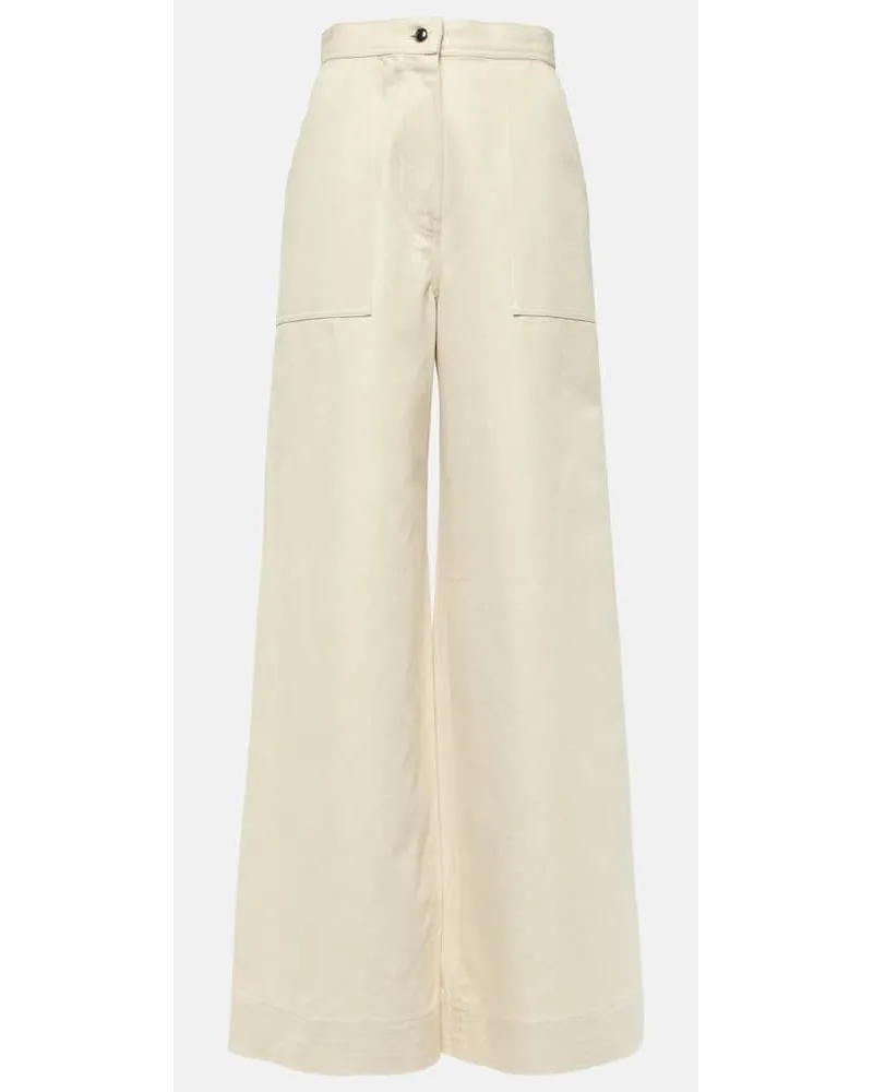 Max Mara Pantaloni a gamba larga Oboli in cotone Bianco