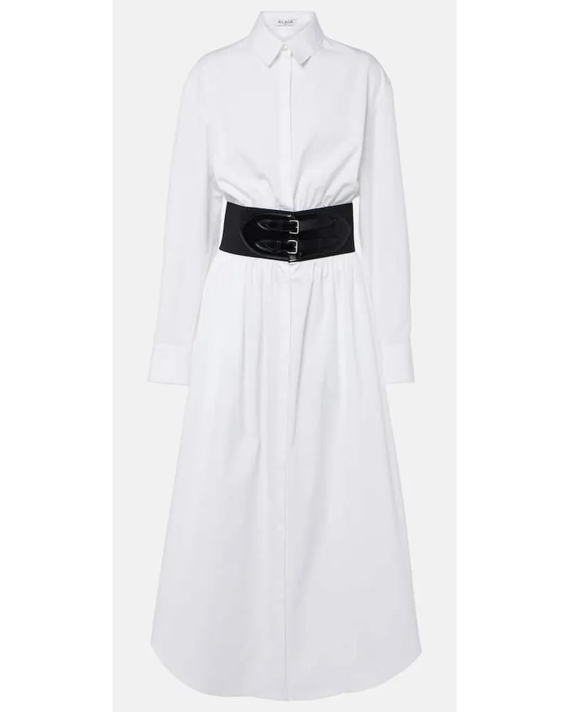 Alaïa AlaÃ¯a Abito chemisier in popeline di cotone Bianco