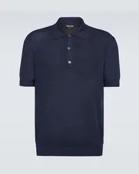 Tom Ford Polo in misto seta Blu