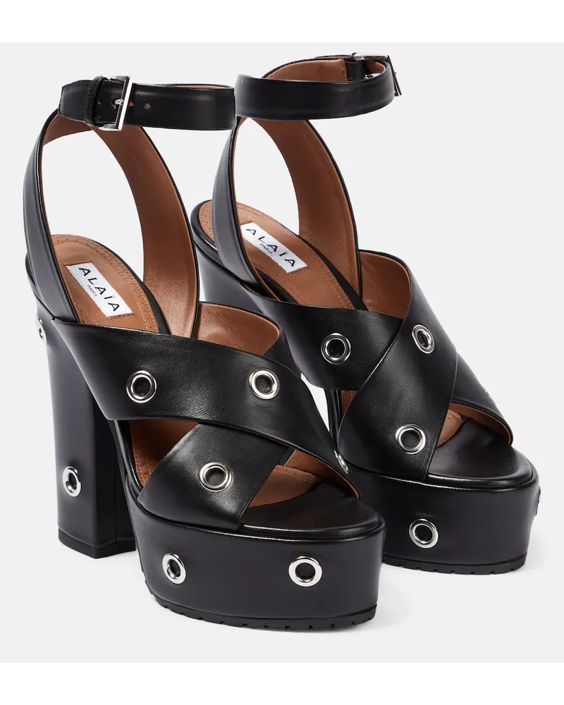 Alaïa AlaÃ¯a Sandali in pelle con plateau Nero