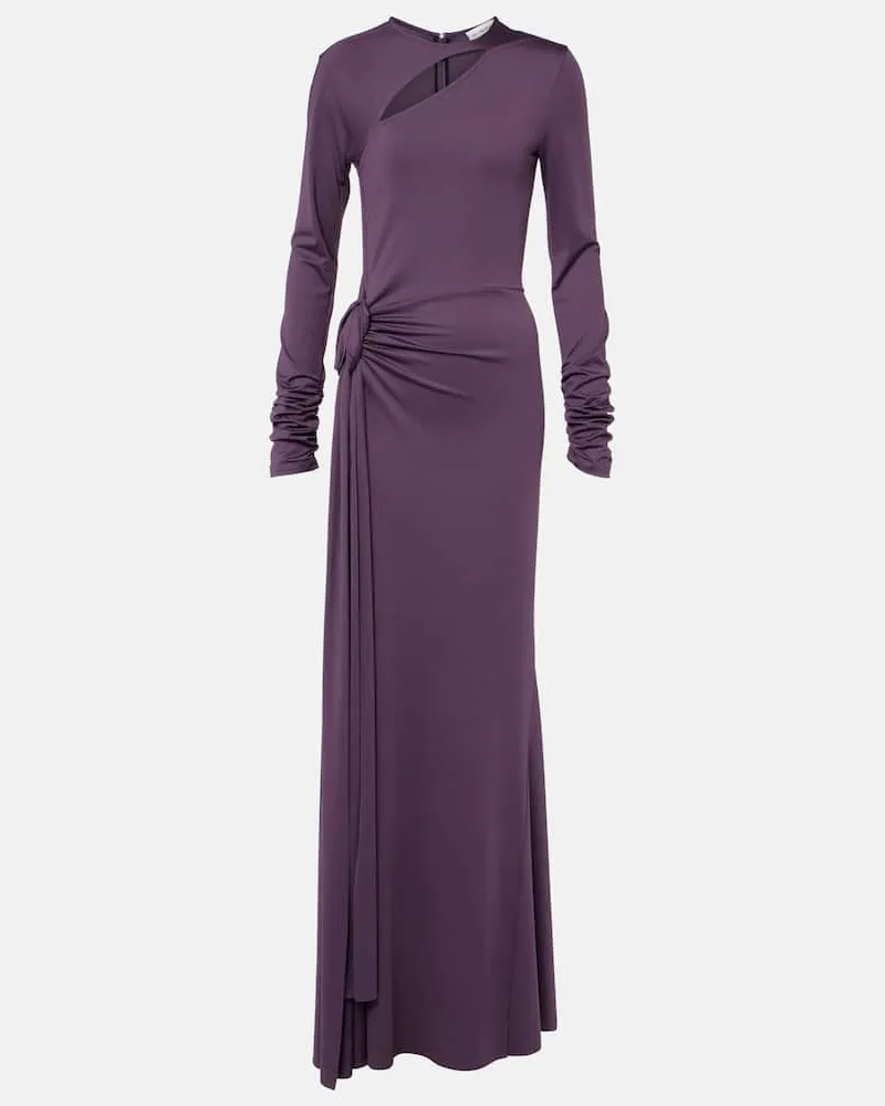 Victoria Beckham Abito lungo in jersey con cut-out Viola