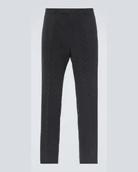 Gucci Pantaloni chino in misto cotone GG Nero