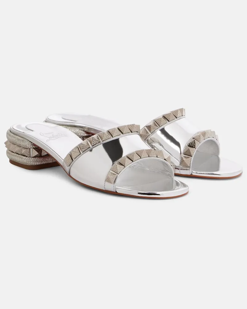 Christian Louboutin Mules Pyramule 30 in pelle a specchio Argento