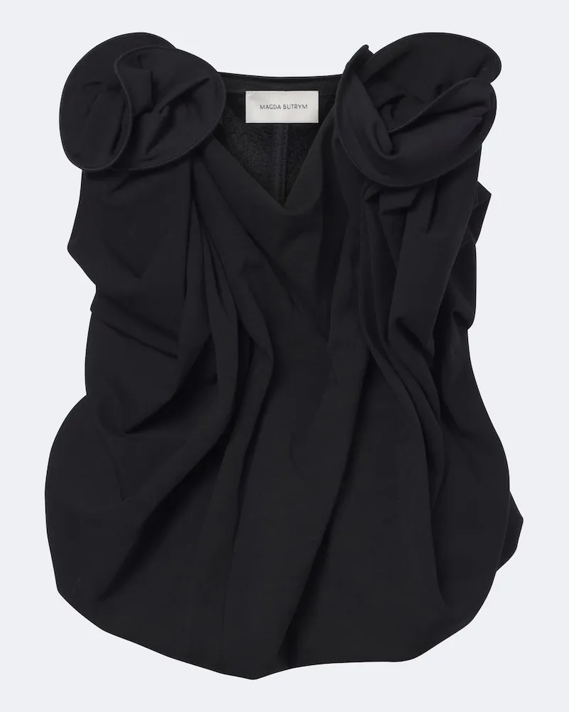 Magda Butrym Top in misto lana con applicazioni floreali Nero