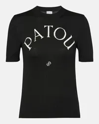 Patou Top in jacquard di misto cotone con logo Nero