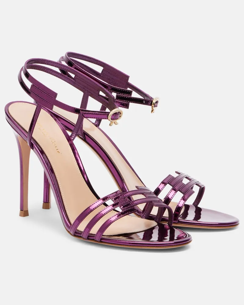 Gianvito Rossi Sandali in pelle metallizzata Viola
