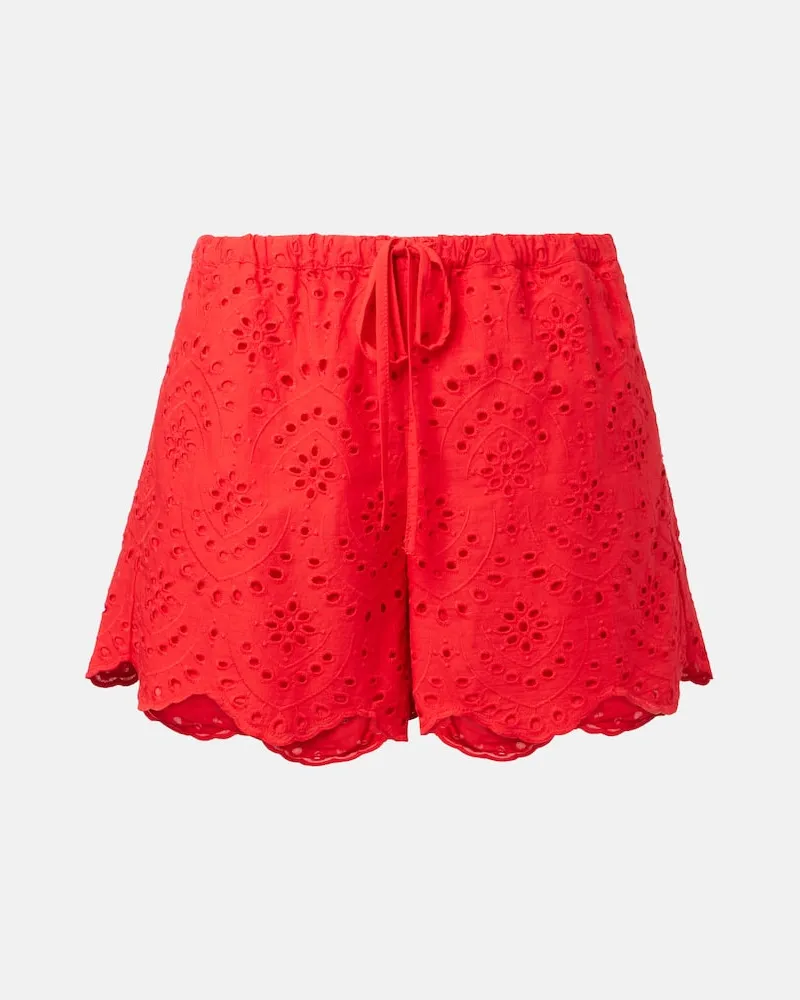 Poupette St Barth Shorts in cotone sangallo Rosso