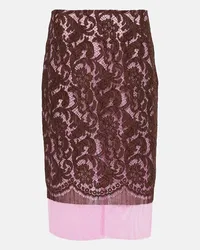 Dries van Noten Gonna midi Slacy in pizzo Rosa