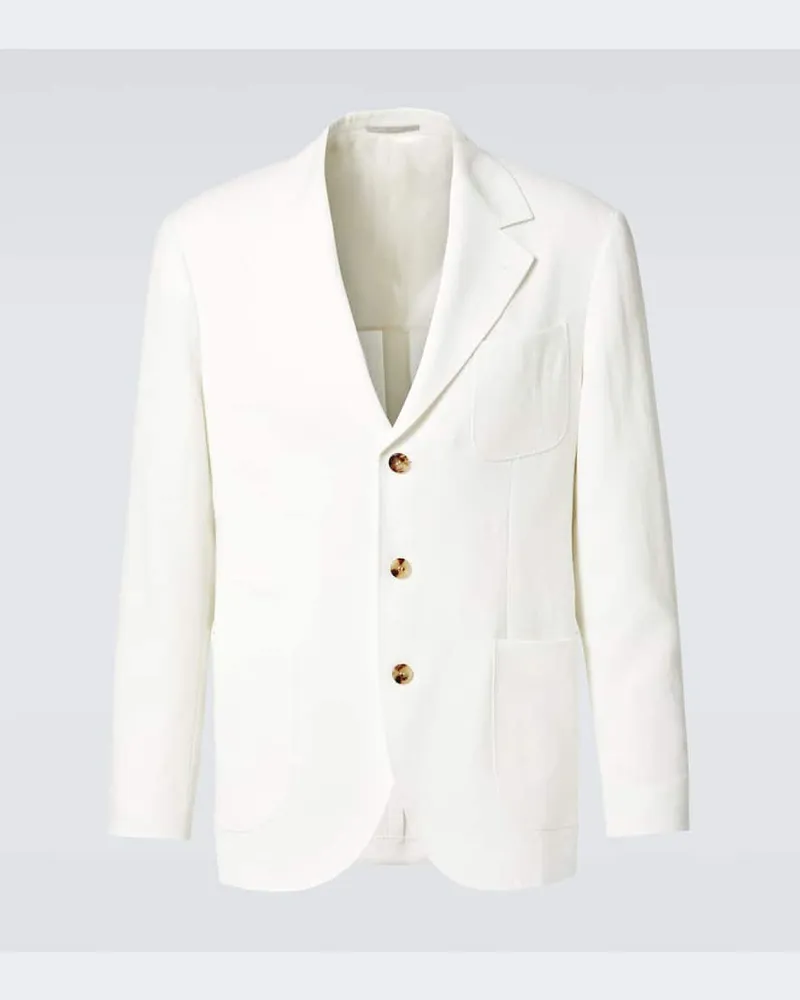 Brunello Cucinelli Blazer monopetto in lino Bianco