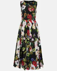 Dolce & Gabbana Abito midi in cotone con stampa floreale Multicolore