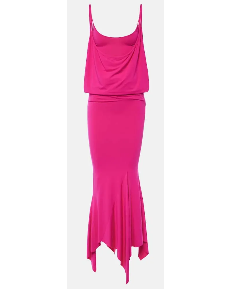 ATTICO Abito midi asimmetrico in jersey Rosa