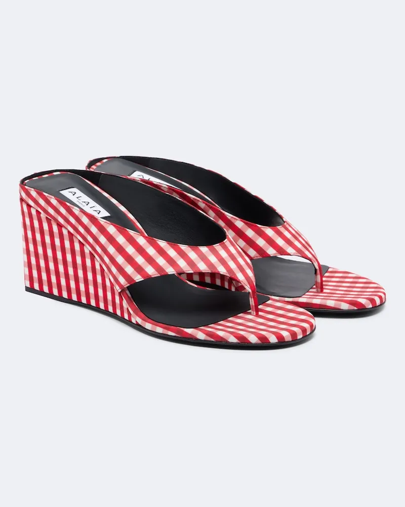 Alaïa Alaïa Sandali infradito Cube con zeppa Rosso