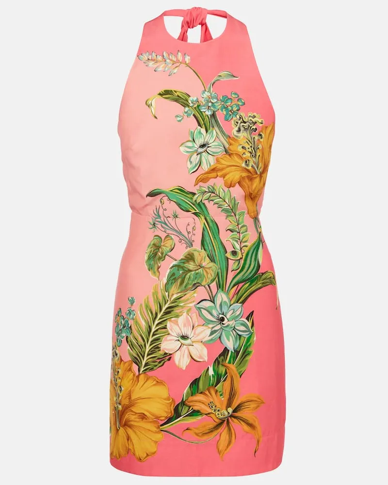 ALEMAIS AlÃ©mais Abito corto Anika in lino con stampa floreale Rosa