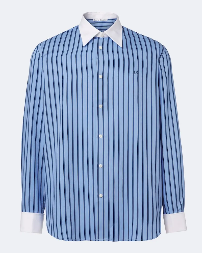 Acne Studios Camicia in twill di raso a righe Blu