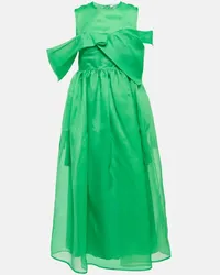 Cecilie Bahnsen Abito lungo Sidney in organza di seta Verde