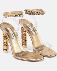 Aquazzura Sandali Aura Plexi 105 in PVC e pelle Oro