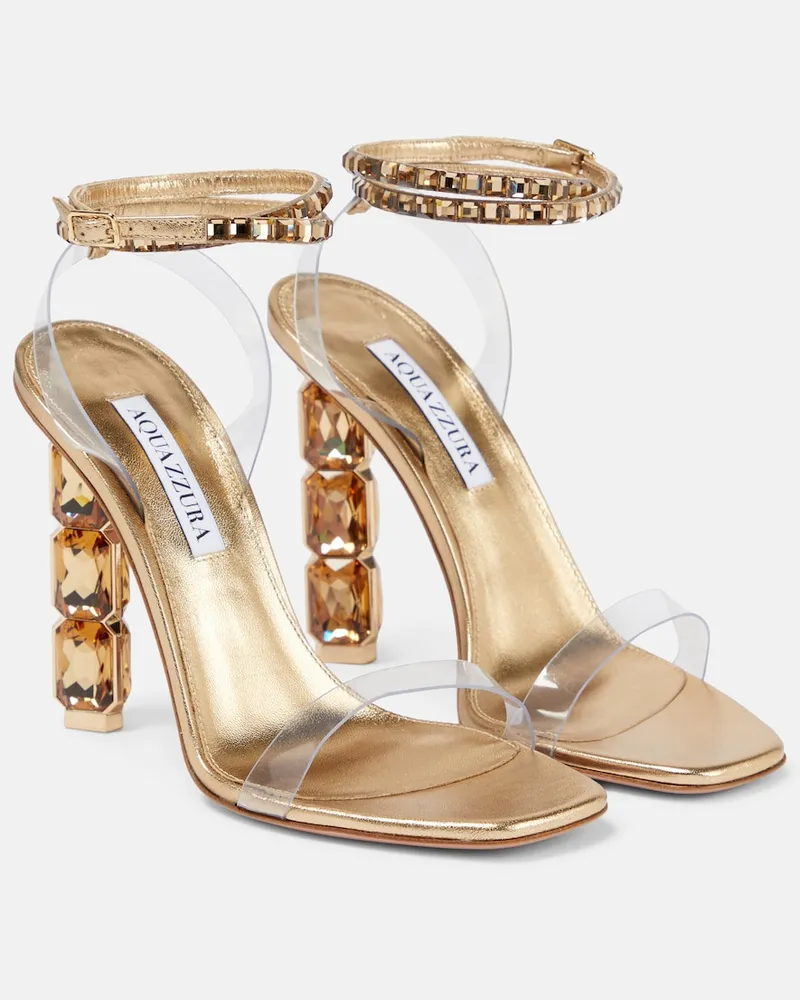 Aquazzura Sandali Aura Plexi 105 in PVC e pelle Oro