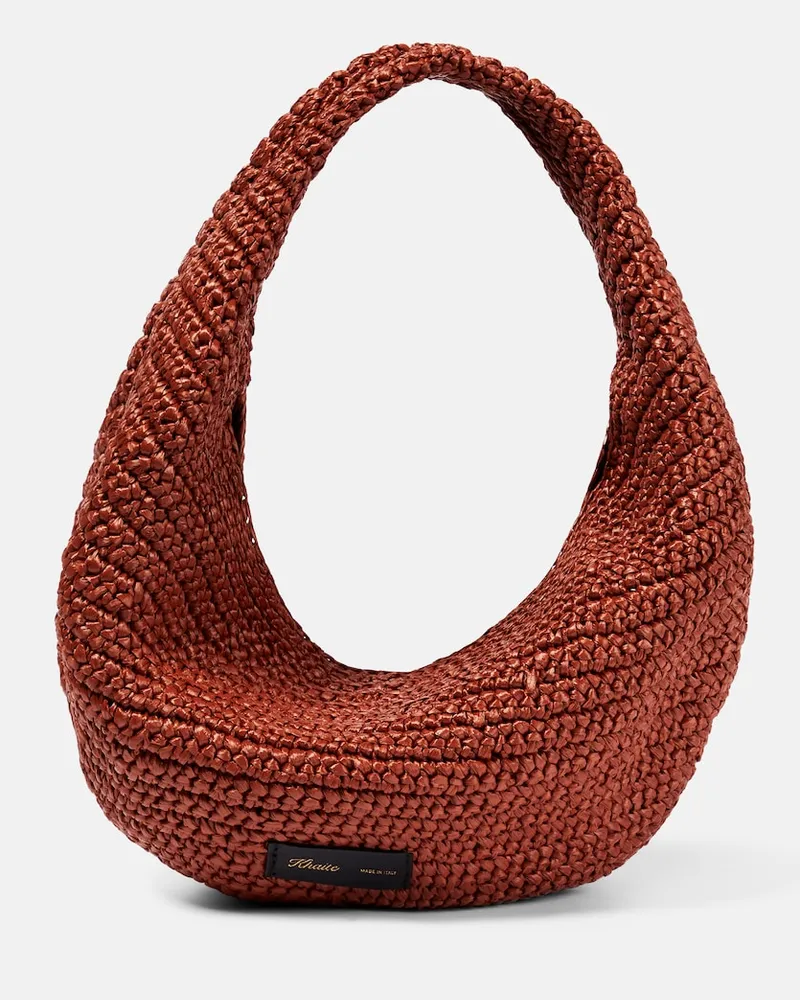 KHAITE Borsa a spalla Olivia Medium in rafia Beige