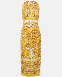 Dolce & Gabbana Abito midi Majolica in misto seta Giallo