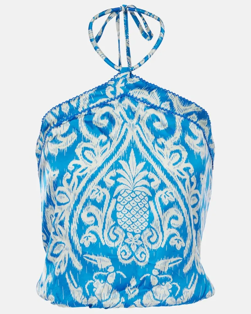 Poupette St Barth Top Isabelle con scollo allâamericana Blu