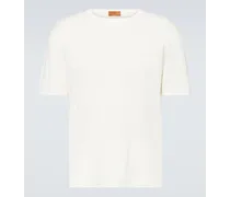 Alanui T-shirt Frayed in lino Bianco