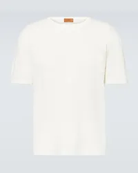 Alanui T-shirt Frayed in lino Bianco