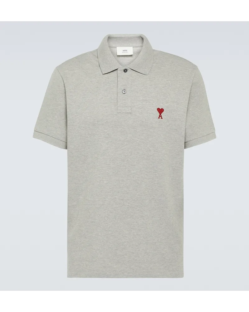 AMI Paris Polo Ami de CÅur in piquÃ© di cotone Grigio