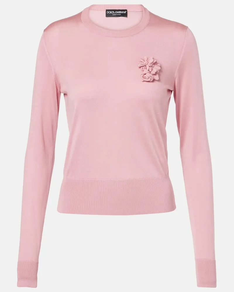 Dolce & Gabbana Pullover con applicazioni floreali Rosa