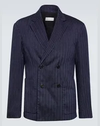 Dries van Noten Blazer doppiopetto a righe Blu