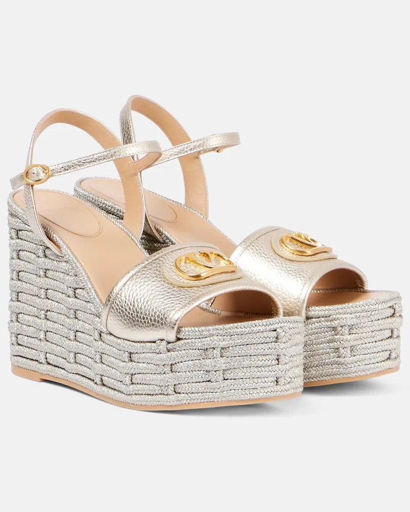 Valentino Garavani Sandali VLogo in pelle metallizzata Metallizzato