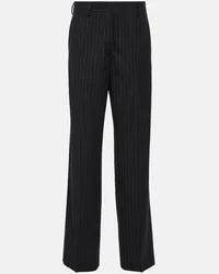 Dries van Noten Pantaloni regular gessati in lana Nero