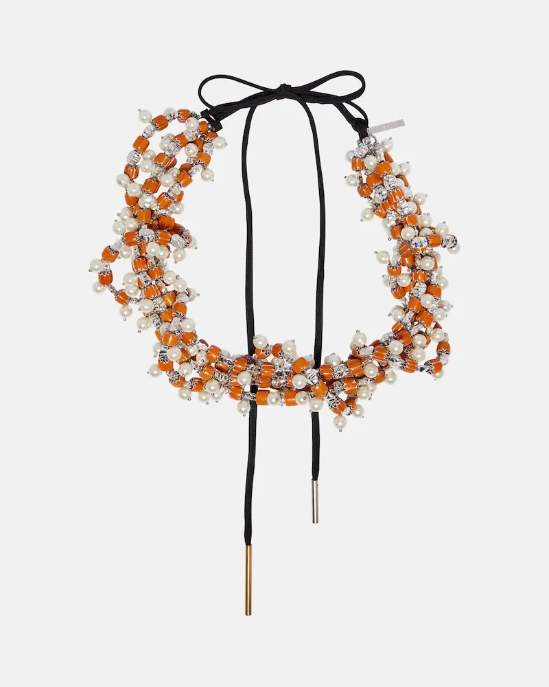 Dries van Noten Collana con perline Arancione