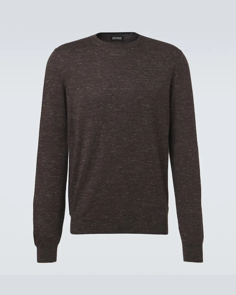Ermenegildo Zegna Pullover in seta, cashmere e lino Marrone