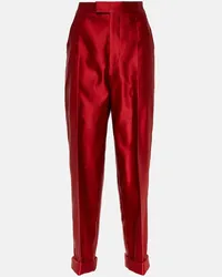 Tom Ford Pantaloni tapered in raso di seta Rosso