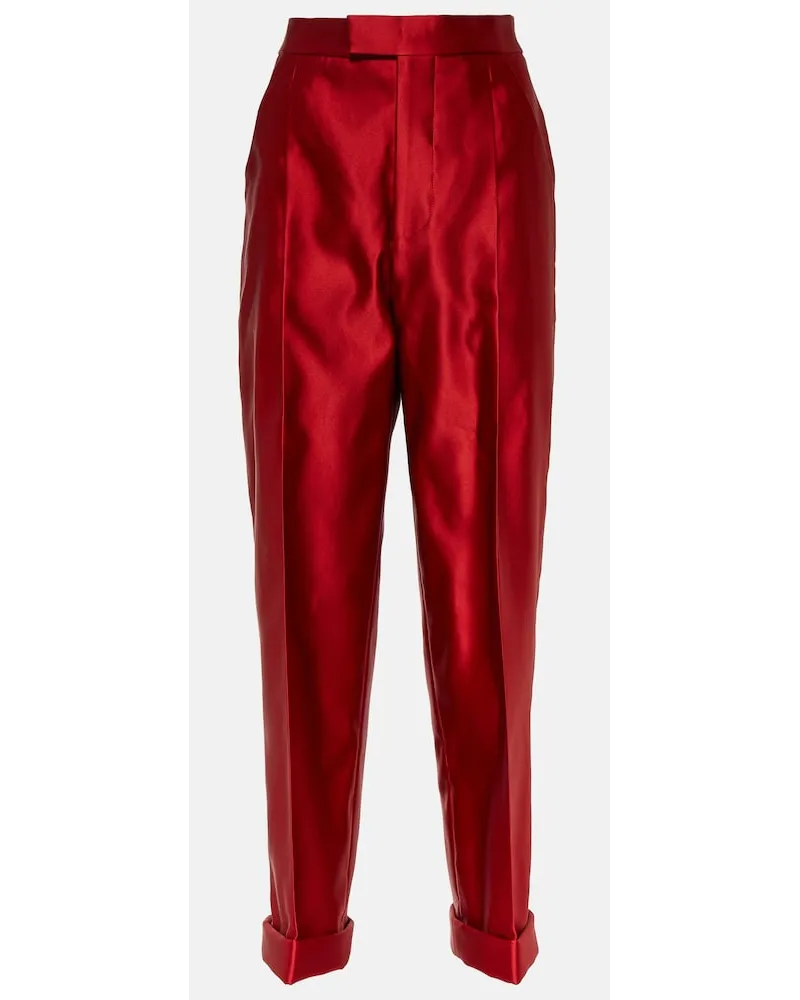 Tom Ford Pantaloni tapered in raso di seta Rosso