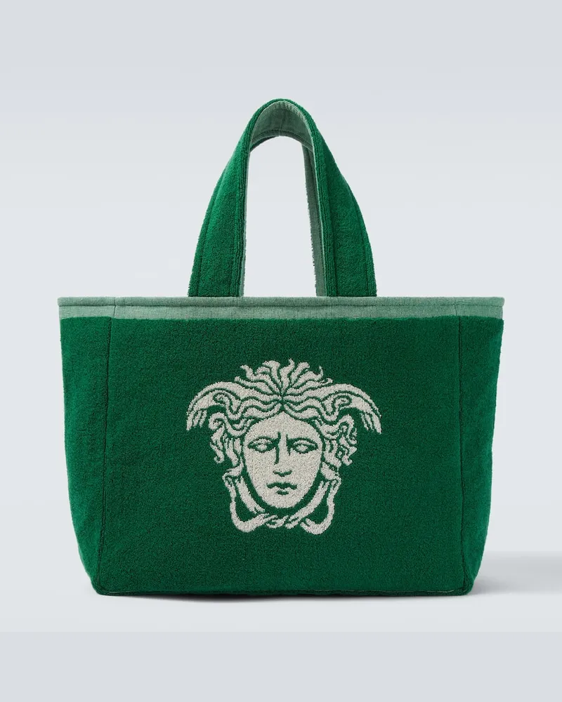 Versace Borsa Medusa in jacquard di cotone Verde