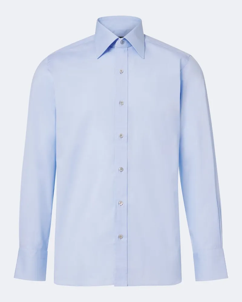 Tom Ford Camicia in popeline di cotone Blu