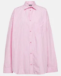 Balenciaga Camicia in popeline di cotone a righe Rosso