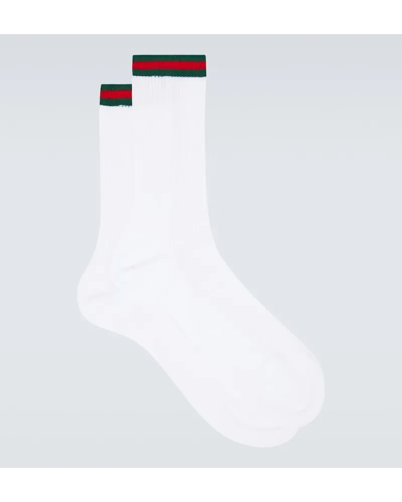 Gucci Calzini Web Stripe in misto cotone Bianco