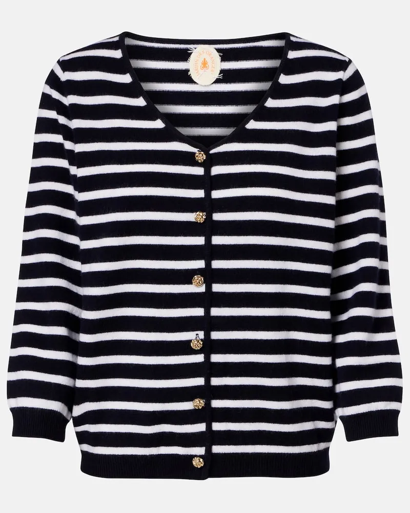 Jardin des Orangers Cardigan a righe in cashmere Blu