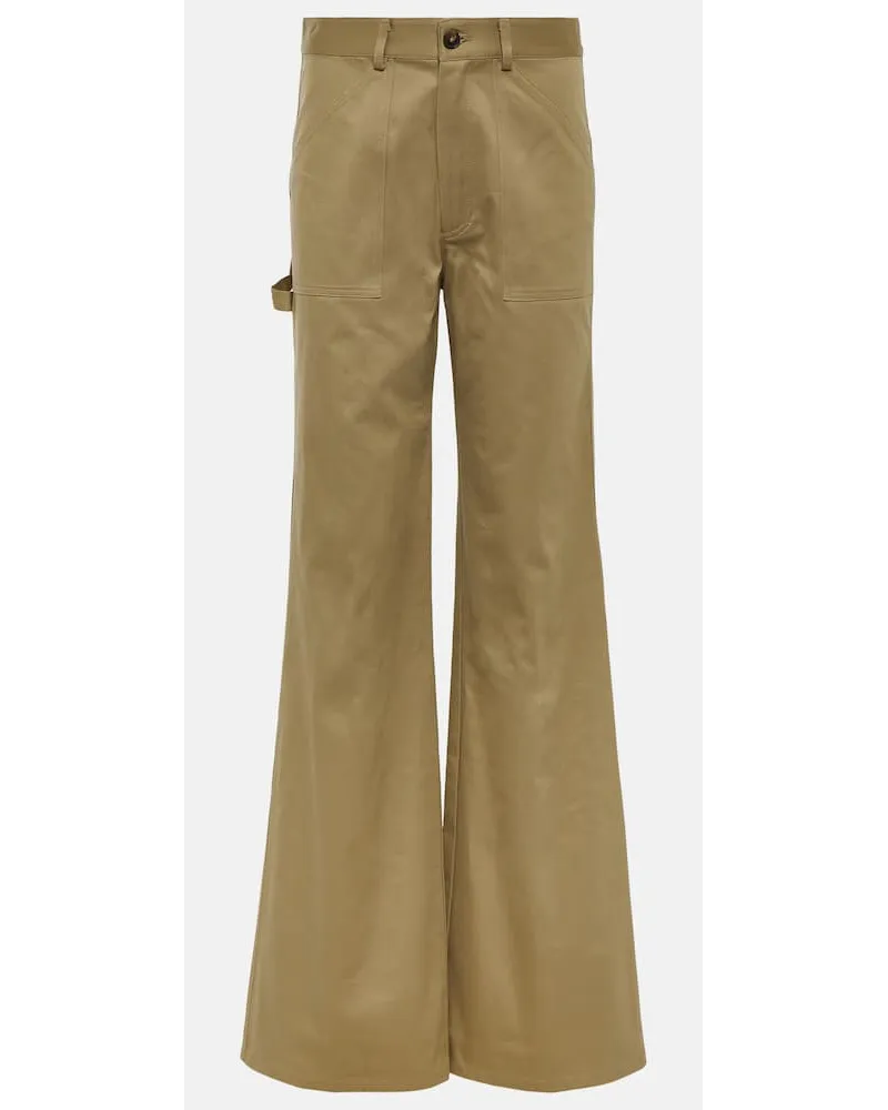 Nili Lotan Pantaloni flared Quentin in cotone Beige