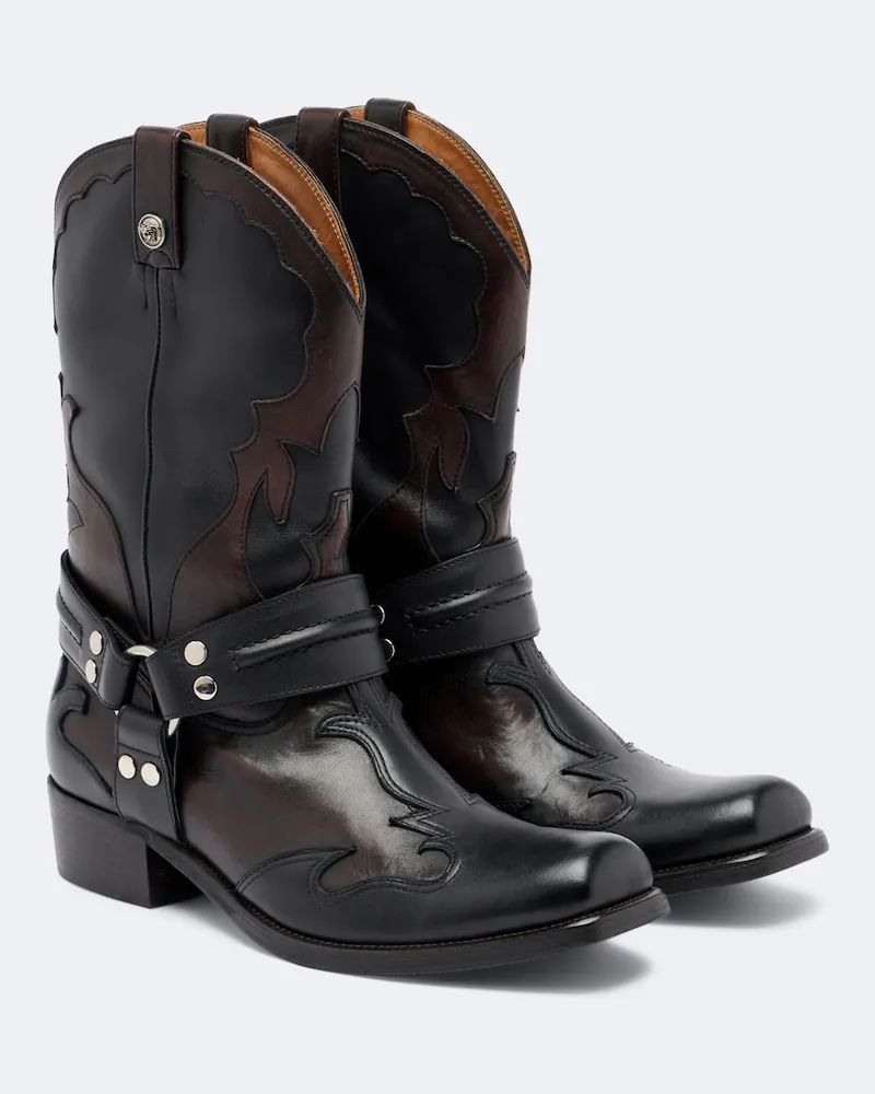 Versace Stivali texani Sylvester in pelle Nero