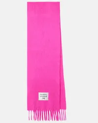 Acne Studios Sciarpa in misto lana con logo Rosa