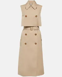 Burberry Abito midi in misto cotone con cintura Beige