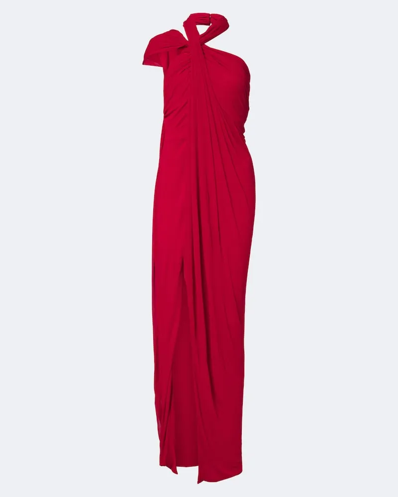 Balmain Abito lungo in crêpe di jersey Rosso