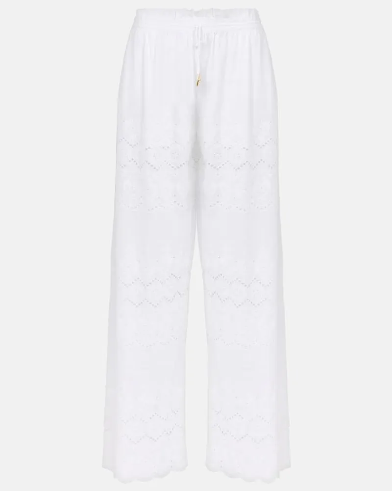 Melissa Odabash Pantaloni a gamba larga Immy in sangallo Bianco