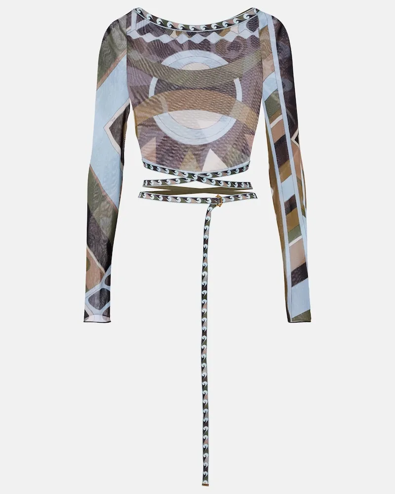 Emilio Pucci Top cropped Vivara in tulle Multicolore