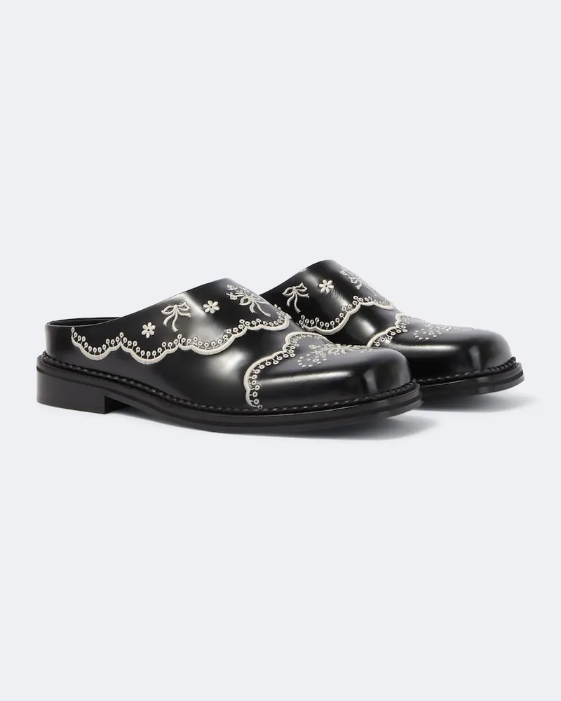 Simone Rocha Mules in pelle con ricamo Nero