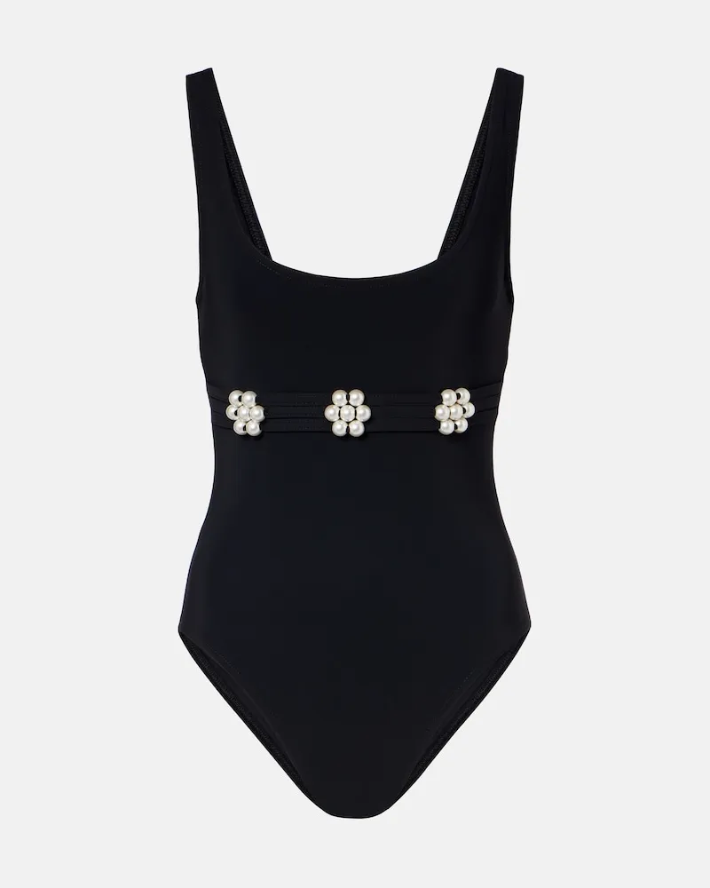 Karla Colletto Costume intero Maya con perle bijoux Nero