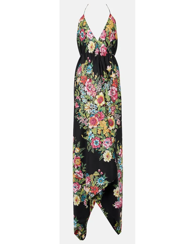 Etro Abito midi in seta con stampa floreale Nero